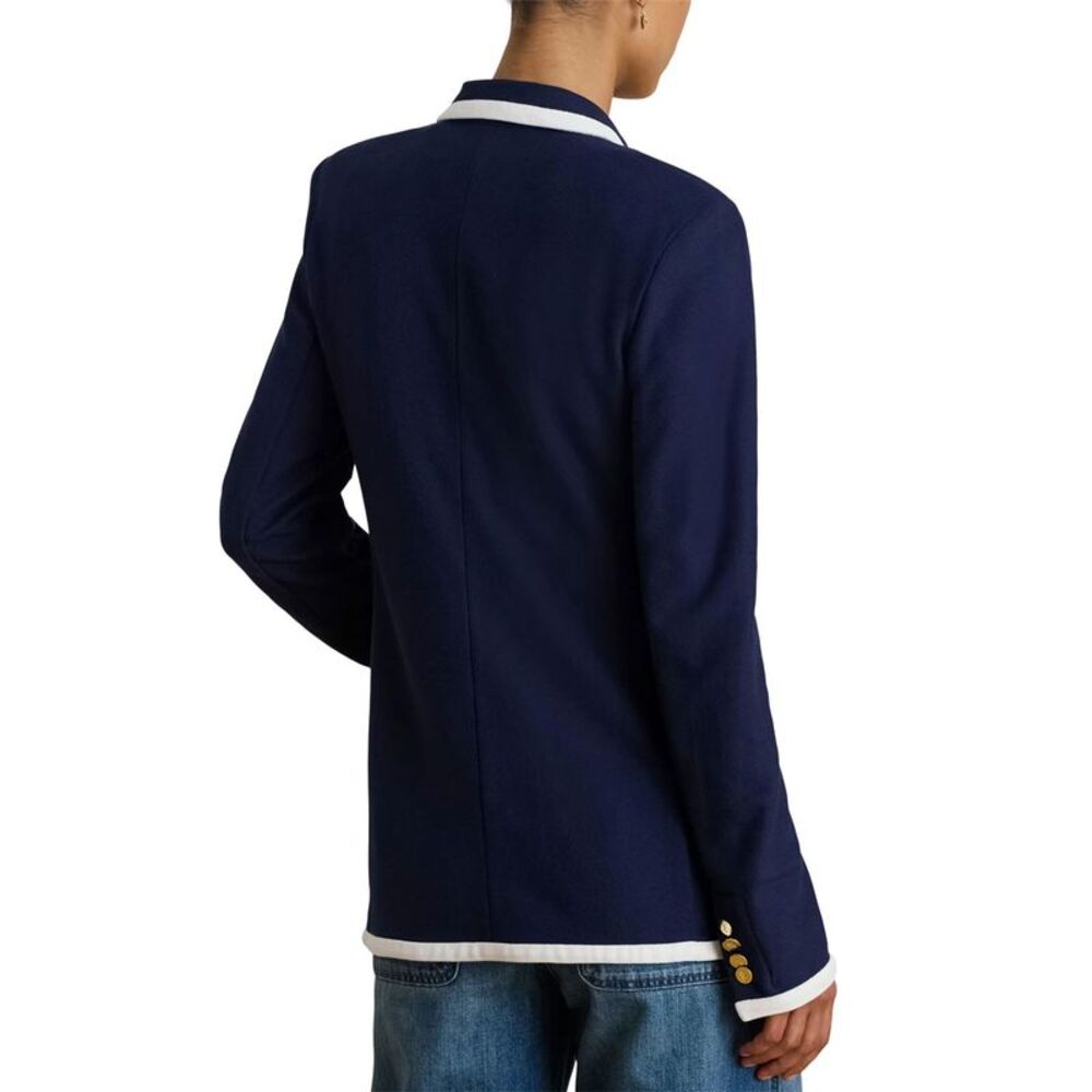 Lauren Ralph Lauren Womens Two-Tone Double-Breasted Piqué Blazer 12 Navy/White - Picture 3 of 6